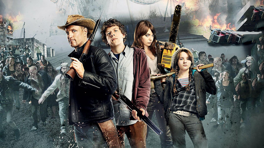 Poster of the movie "Zombieland" with the main cast.