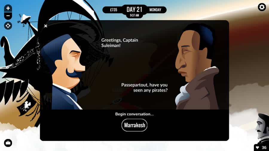 A picture of Eighty Days, one of the best adventure games for chromebook.