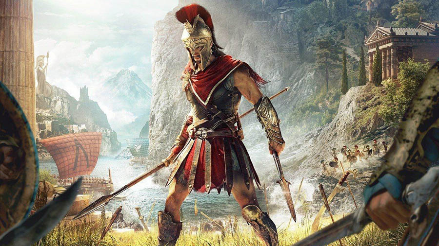 The Official Picture of Assassin's Creed Odyssey with its character, One of Assassin games for PS4.