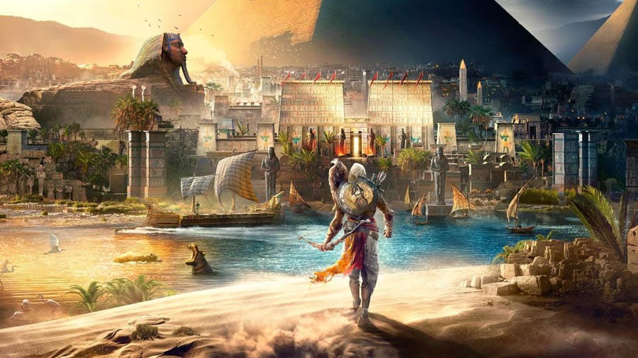 The Official Picture of Assassin’s Creed Origins with its character, One of Assassin games for ps4.