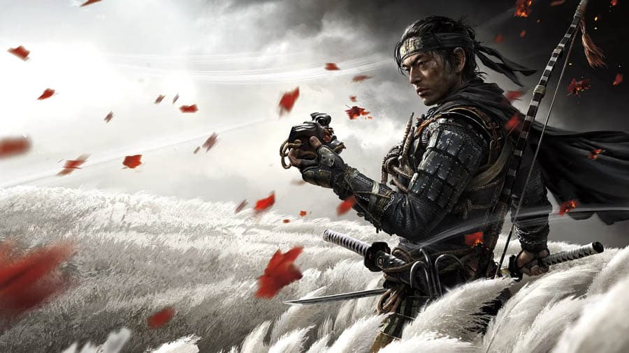 The Official Picture of Ghost of Tsushima with its main character, One of best aaa games on pc.