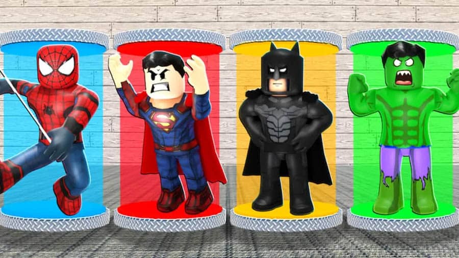 The Official Picture of Super Hero Tycoon with its characters, One of best action games for roblox.