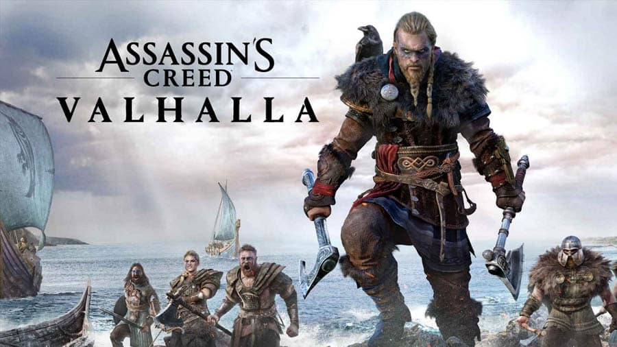 The official wallpaper of Assassin’s Creed Valhalla, one of the best action games for xbox.