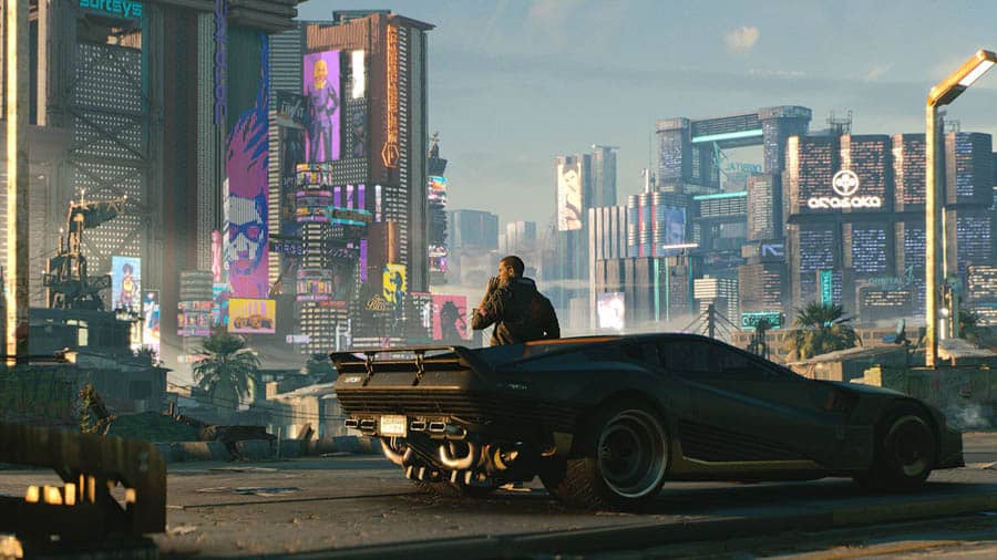 An official wallpaper of Cyberpunk 2077, one of the best action games for xbox.