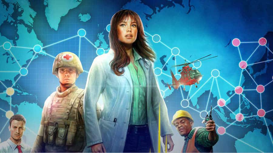 The Official Picture of Pandemic: The Board Game with its characters, One of best ai games for android.