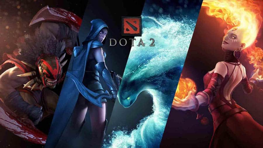 The Official Picture of DOTA 2 with its heroes, One of best ai games on steam.