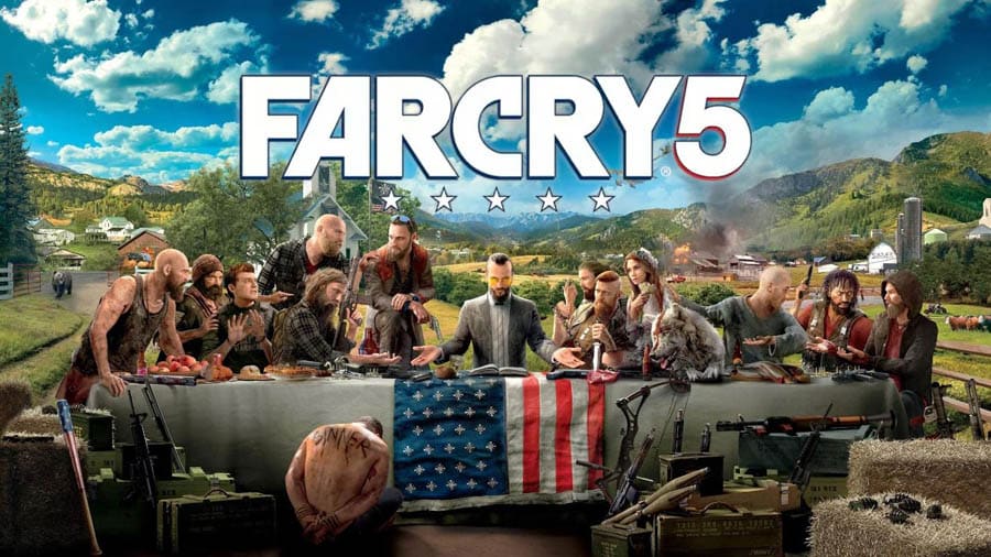 The Official Picture of Far Cry 5 with its characters, One of best ai games on steam.