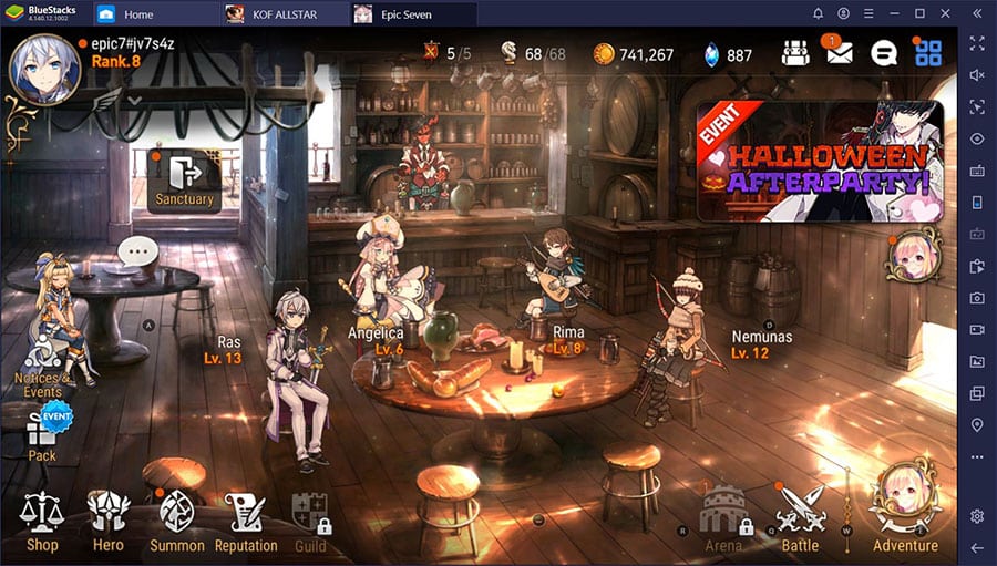 A picture of the game, showing gameplay and characters.