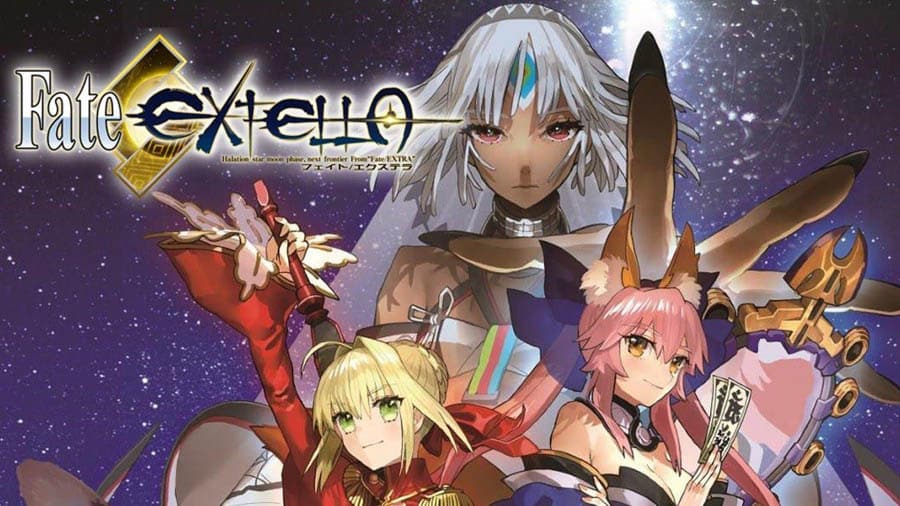 The Official Picture of Fate/Extella: The Umbral Star with its characters, One of best anime games on ps4.