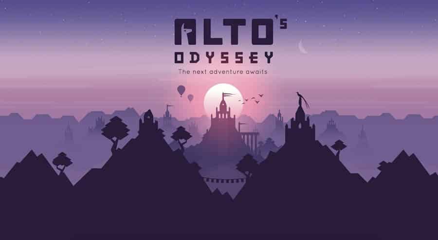 The official cover of Alto’s Odyssey, one of the best arcade games for Android.