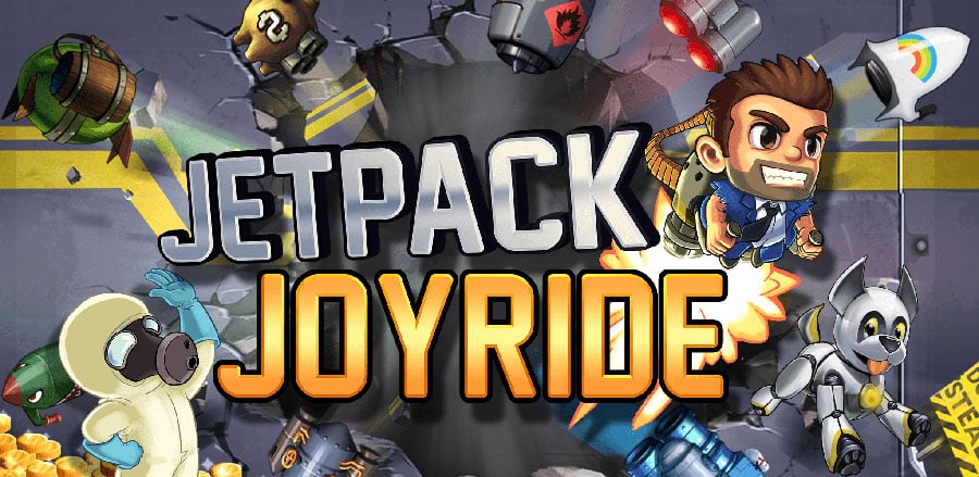 The Official Picture of Jetpack Joyride with its characters, One of best arcade games for apple tv.