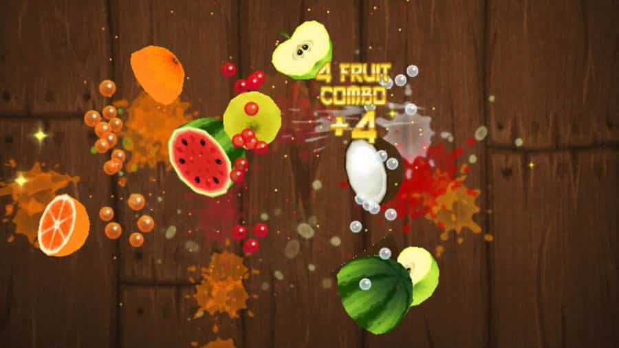 A picture of Fruit Ninja, one of the best arcade games for iOS.