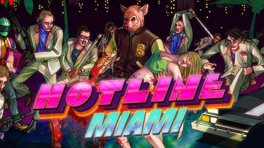 The Official Picture of Hotline Miami with its characters, One of best arcade games for ps4.