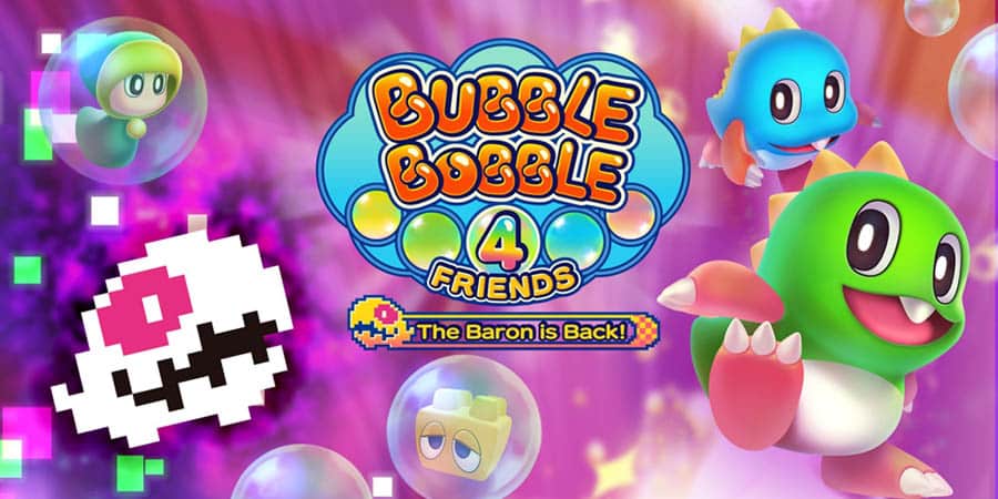 The Official Picture of Bubble Bobble 4 Friends: The Baron is Back! with its characters, One of best arcade games for switch.