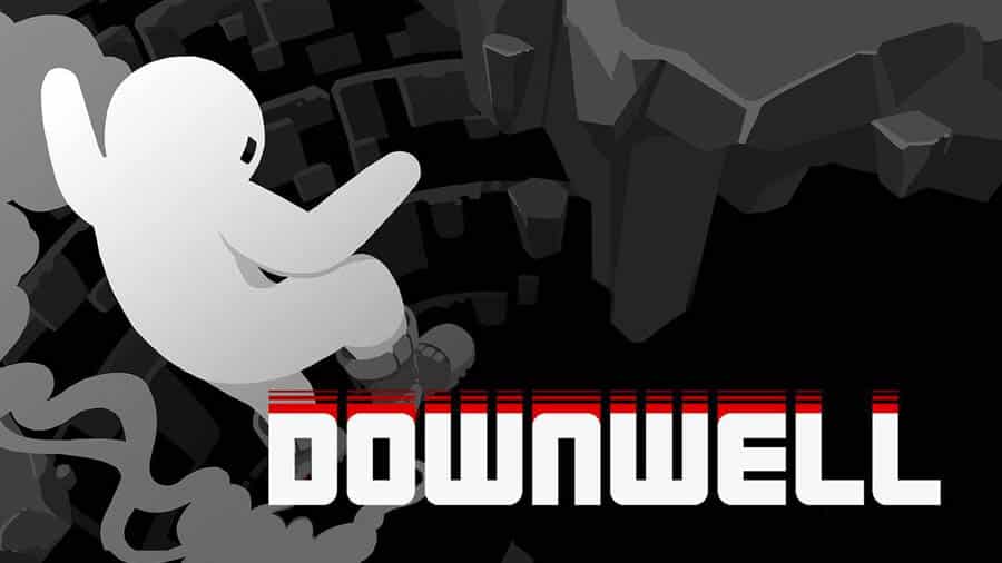 The Official Picture of Downwell with its character, One of best arcade games on steam.