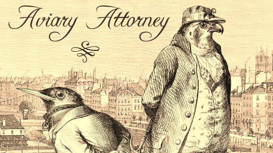 The official cover of Aviary Attorney, one of the best detective games for ios.