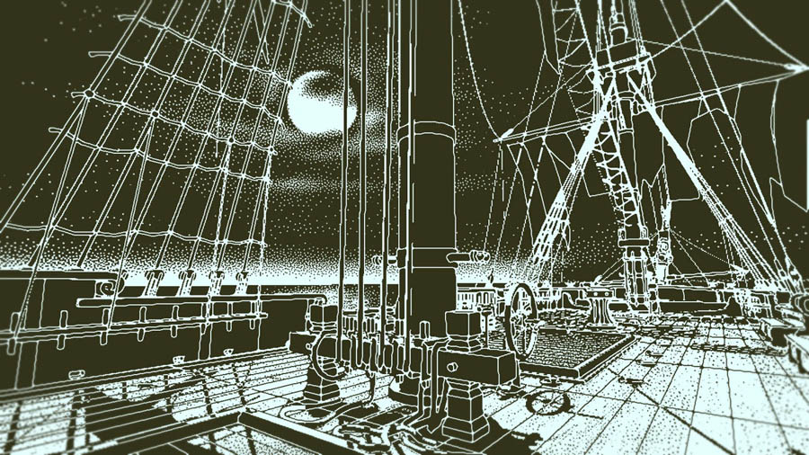 A wallpaper of Return of the Obra Dinn, one of the best detective games for ps4.