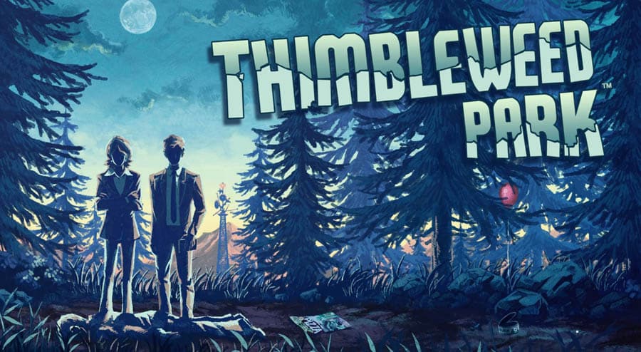 A wallpaper of Thimbleweed Park, one of the best detective games for switch.