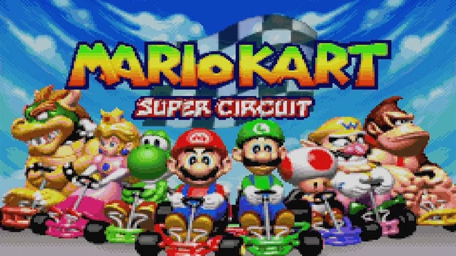 in game Picture of Mario Kart: Super Circuit with its characters, One of best emulator games for android.