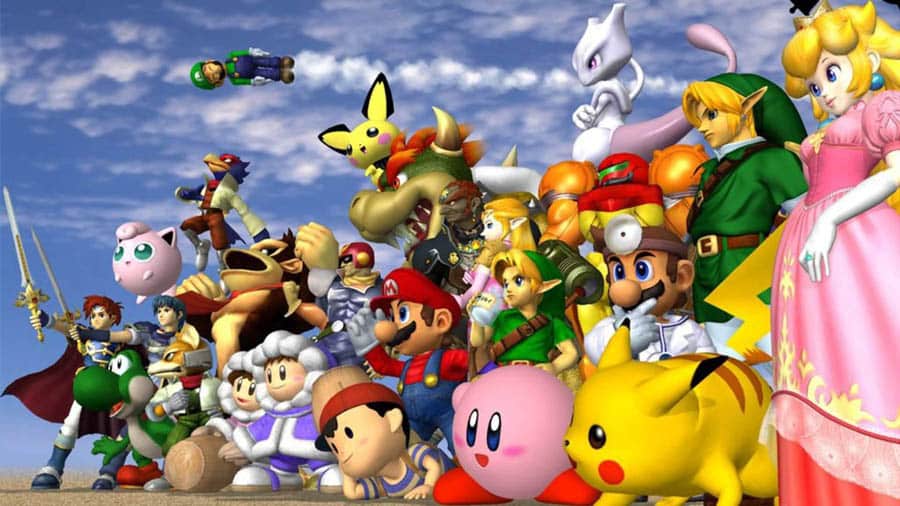 The Official Picture of Super Smash Bros. Melee with its characters, One of best emulator games for android.