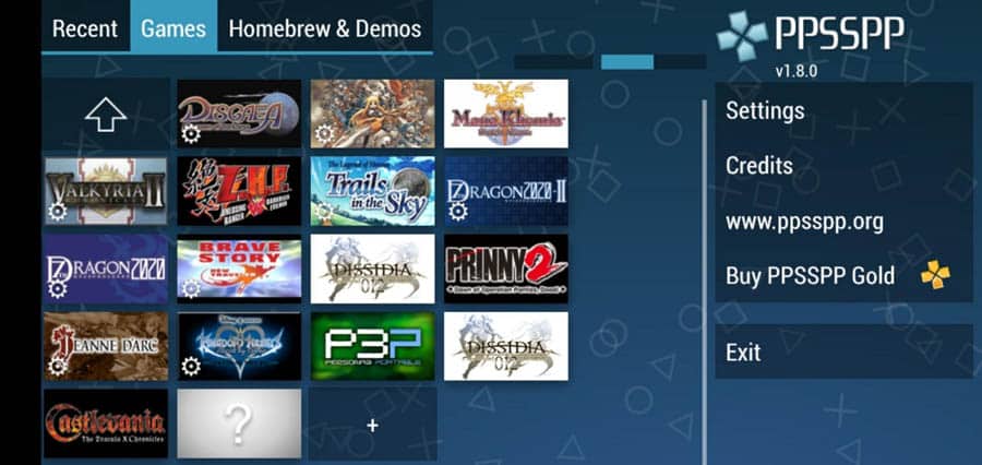 A picture of the emulator itself with the games.