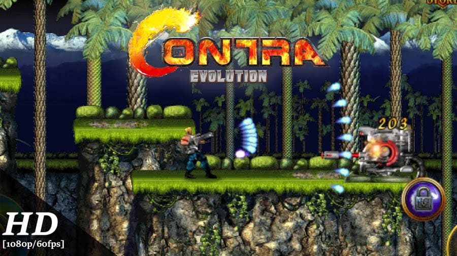 The official picture of Contra: Evolution, one of the best retro games on android.