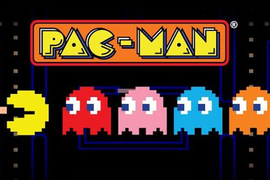 The Official Picture of Pac-Man with its characters, One of best retro games on pc.