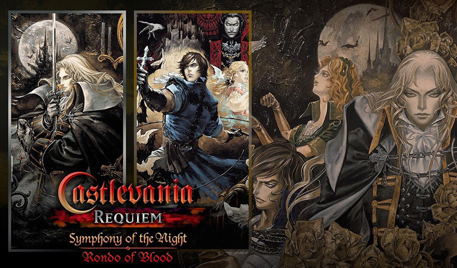 The Official Picture of Castlevania Requiem: Symphony of the Night & Rondo of Blood with its characters, One of best retro games on ps4.