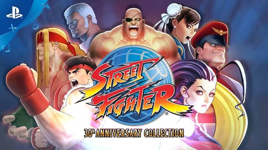 The Official Picture of Street Fighter 30th Anniversary Collection with its characters, One of best retro games on ps5.