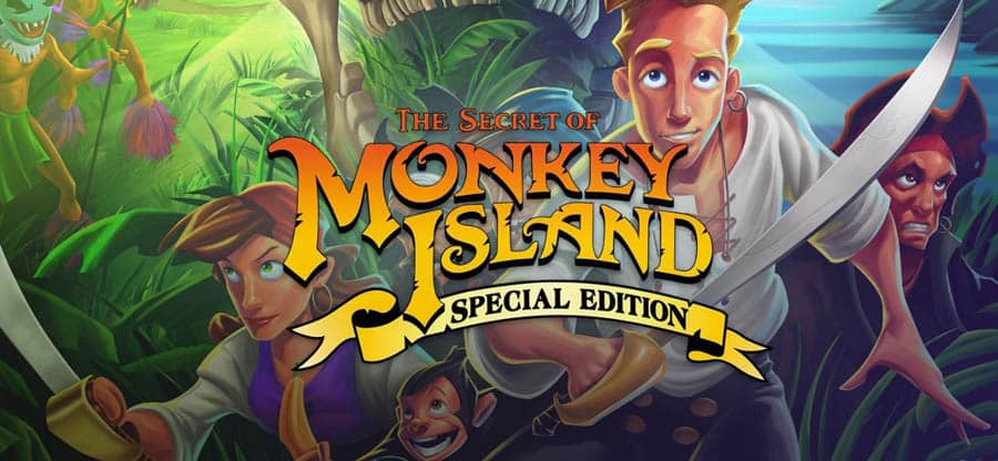 The Official Picture of The Secret of Monkey Island: Special Edition with its characters, One of best retro games on steam.