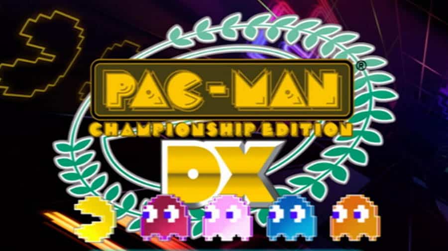 The Official Picture of Pac-Man Championship Edition DX with its characters, One of best retro games on steam.