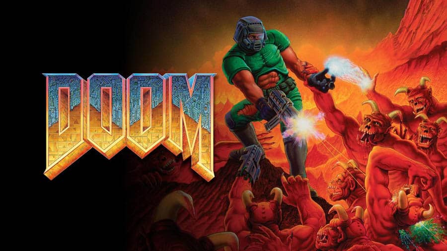 The Official Picture of Doom (1993) with Doom Slayer Fighting Demons, One of best retro games on xbox.