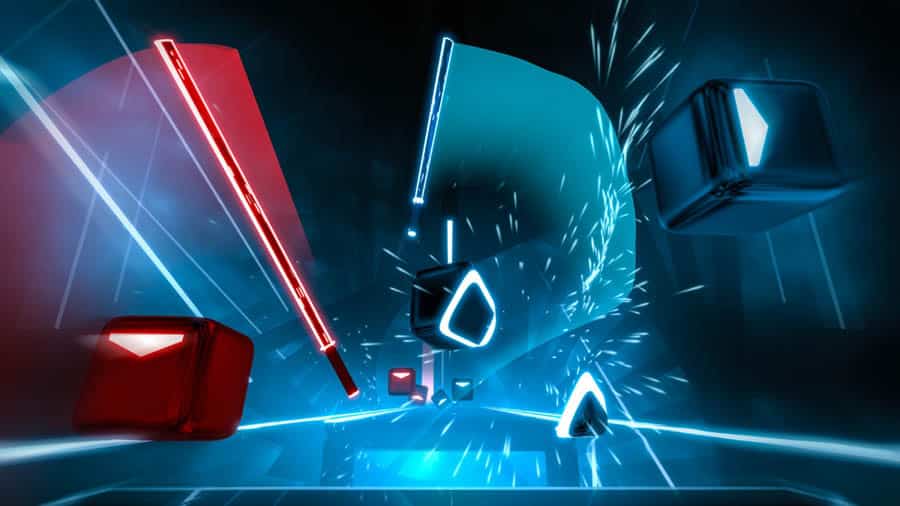 An official picture of Beat Saber, one of the best rhythm games on pc.