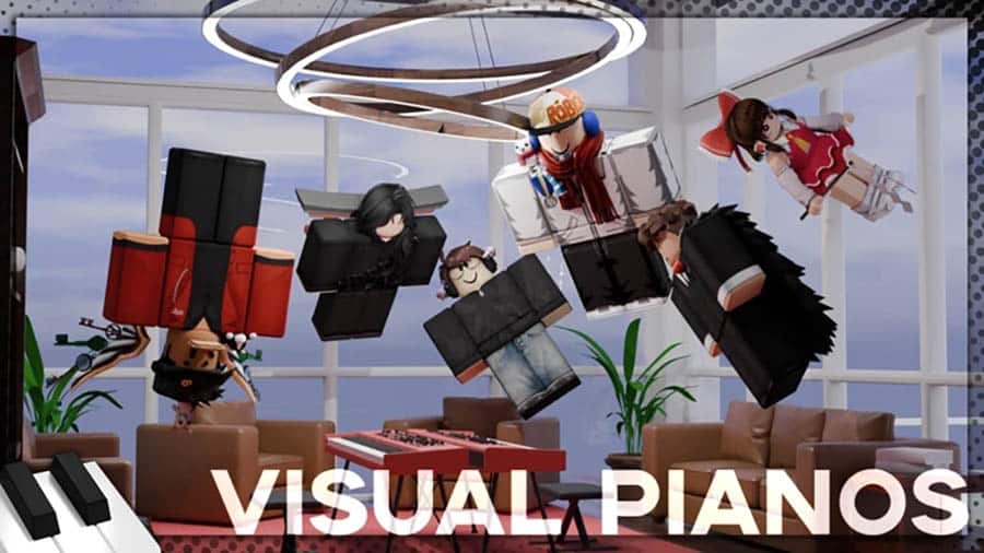 The Official Picture of Piano Visualizations 2 with its characters, One of Best Rhythm Games on Roblox.