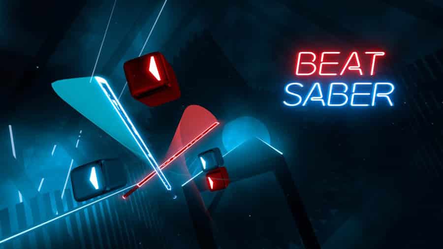 An official picture of Beat Saber, one of the best rhythm games on steam.