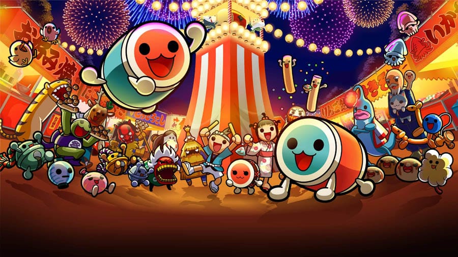 The Official Picture of Taiko no Tatsujin: The Drum Master! with its characters, One of best rhythm games on xbox.