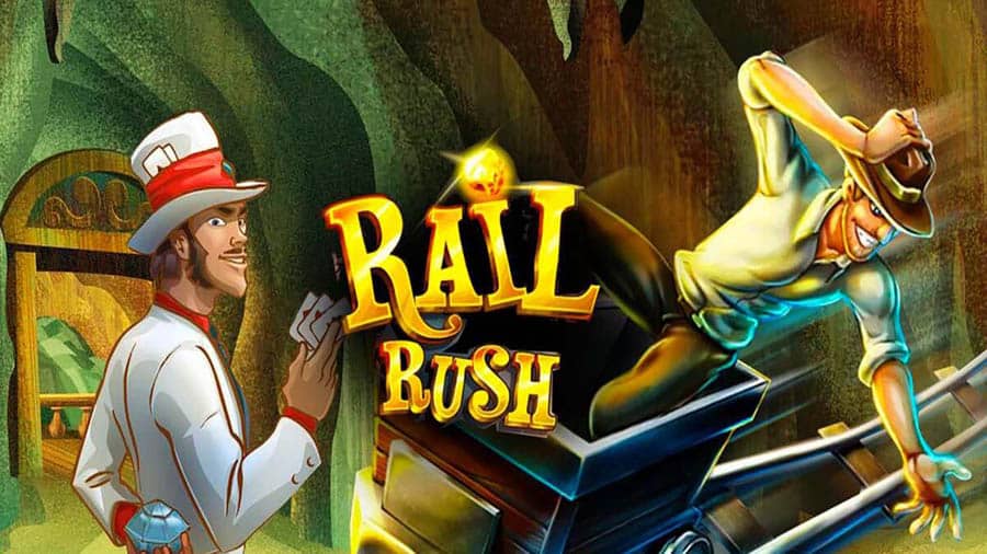 The Official Picture of Rail Rush with its characters, One of best running games for ios.