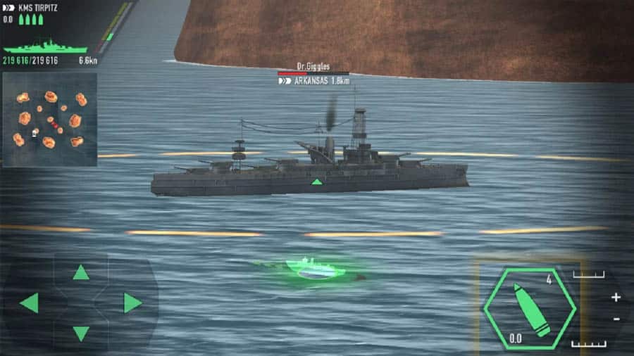 An official picture of Battle of Warships: Naval Blitz, one of the best tank games for ios.