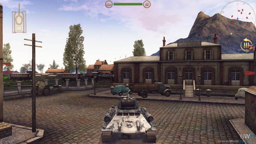 A picture of the game, featuring its gameplay and a tank.