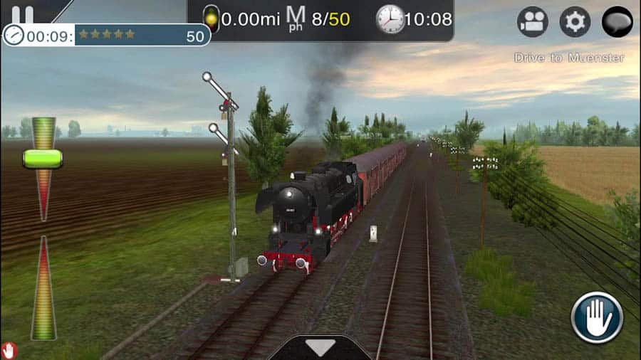 A photo of the game, featuring a train and gameplay.