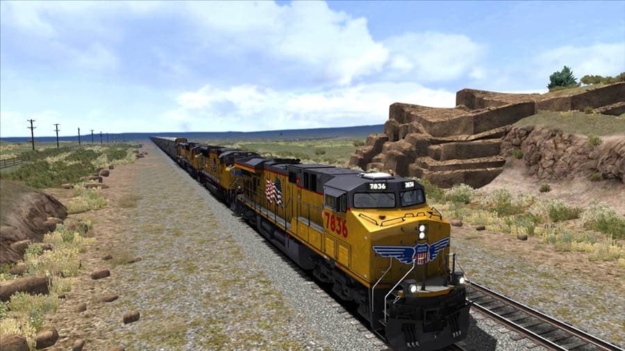 A photo of the game, featuring a train and gameplay.