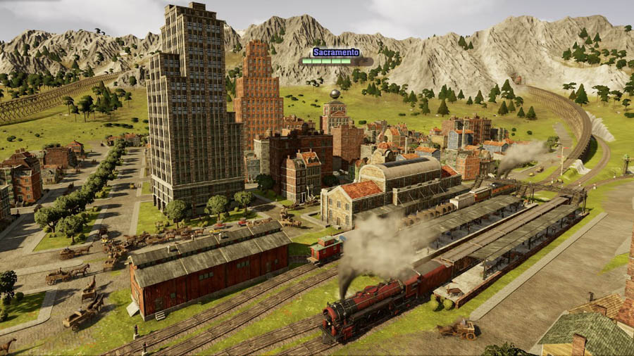 The official picture of the game, featuring trains.