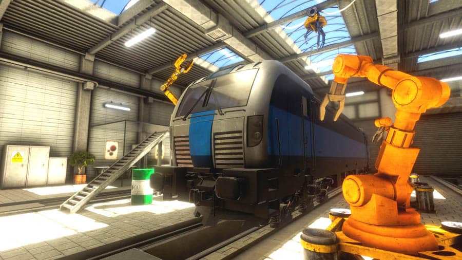 An official picture of Train Mechanic Simulator, one of the best train games for ps5.