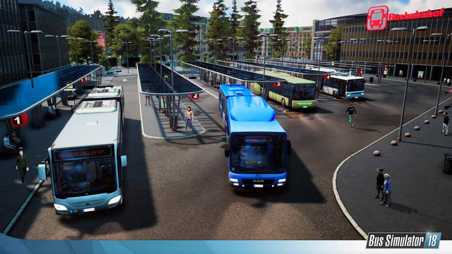 A picture of the game, featuring different buses.