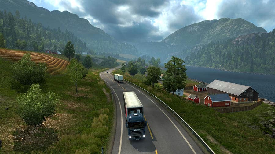 A picture of the game, featuring trucks and cars.