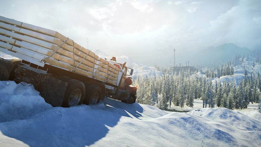 A wallpaper of SnowRunner, one of the best truck games for switch.