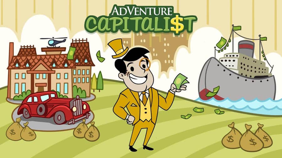 The Official Picture of AdVenture Capitalist with its character, One of best tycoon games for android.