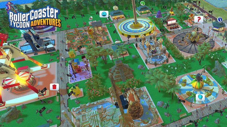 The Official Picture of RollerCoaster Tycoon Adventures, One of best tycoon games for switch.