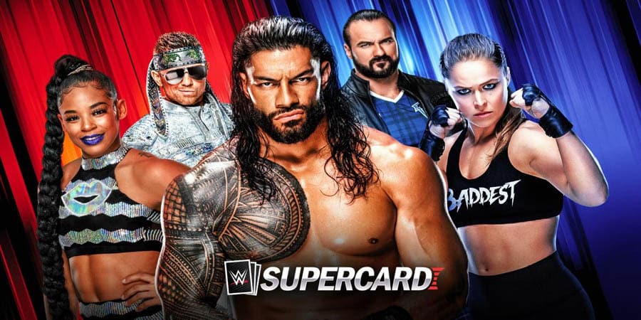 The Official Picture of WWE SuperCard with its characters, One of best wrestling games for ios.