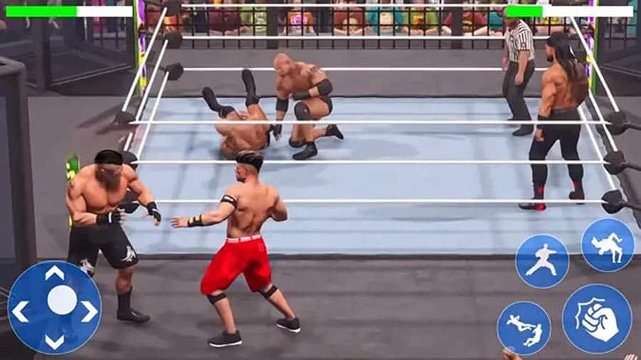 in game Picture of Real Wrestling 3D with its characters, One of best wrestling games for ios.